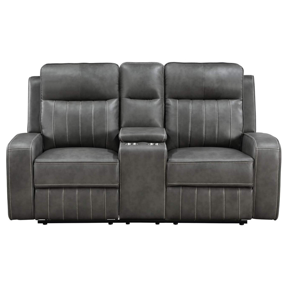 603192 Raelynn Upholstered Track Arm Motion Loveseat Grey