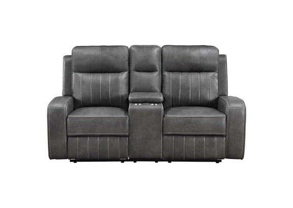 603192 Raelynn Upholstered Track Arm Motion Loveseat Grey