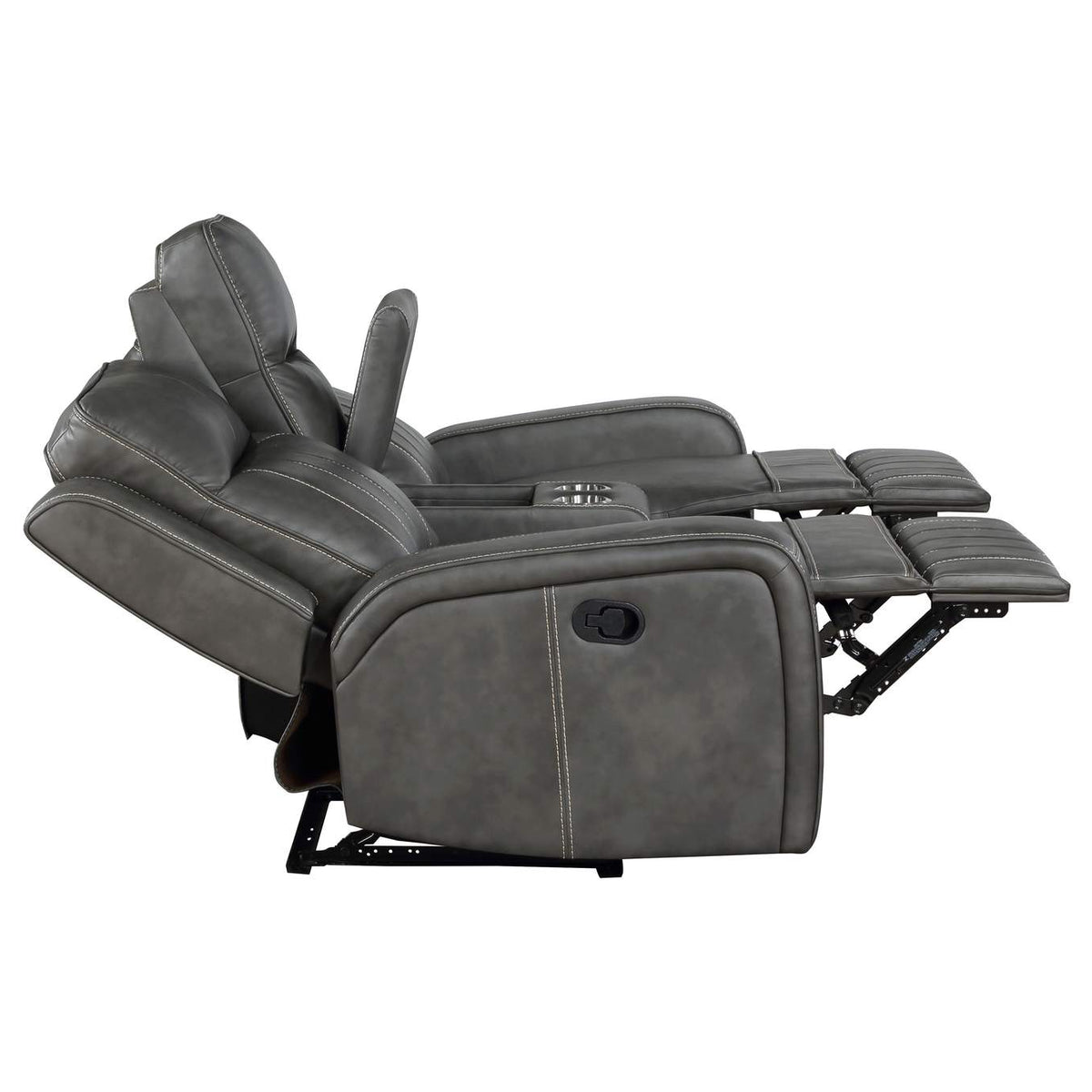 603192 Raelynn Upholstered Track Arm Motion Loveseat Grey