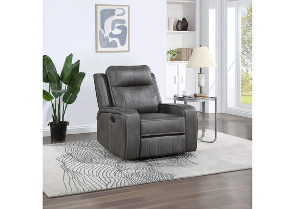 603193 Raelynn Upholstered Track Arm Recliner Grey
