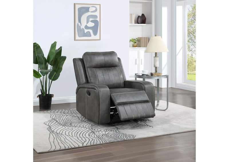 603193 Raelynn Upholstered Track Arm Recliner Grey