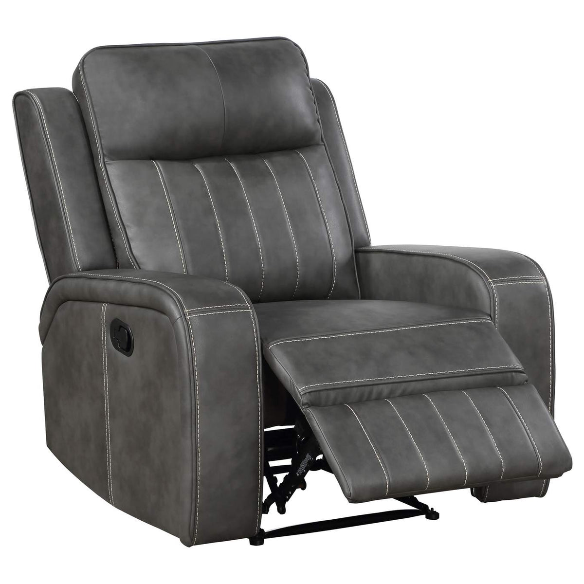 603193 Raelynn Upholstered Track Arm Recliner Grey