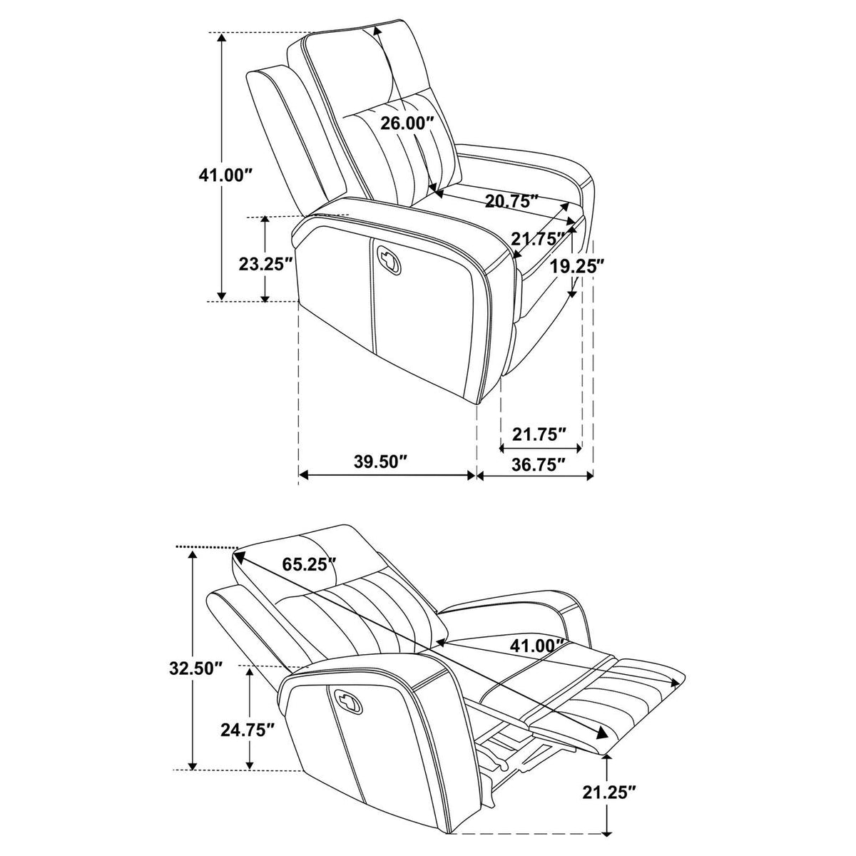 603193 Raelynn Upholstered Track Arm Recliner Grey