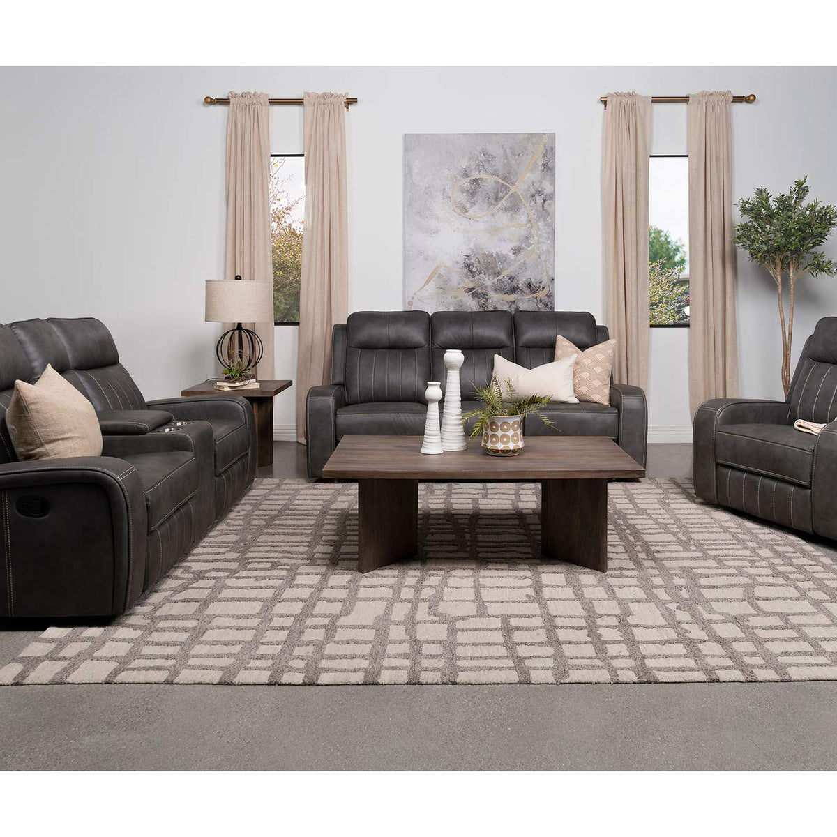 603193 Raelynn Upholstered Track Arm Recliner Grey