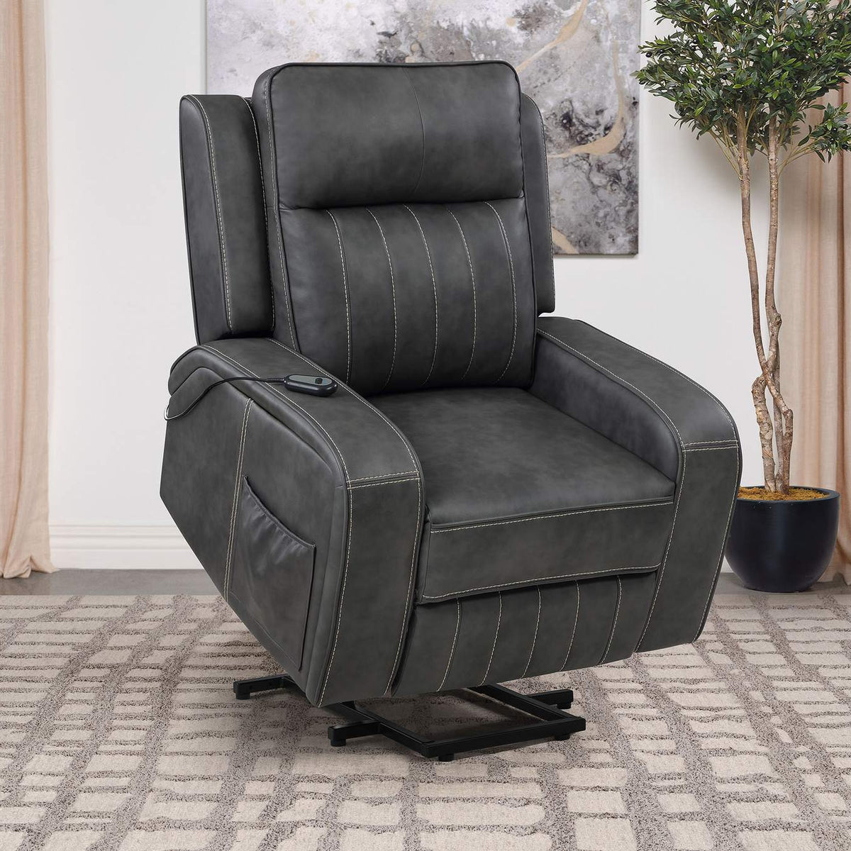 603194P Raelynn Upholstered Power Lift Recliner Chair Grey