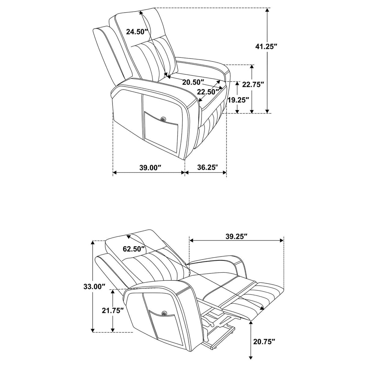 603194P Raelynn Upholstered Power Lift Recliner Chair Grey