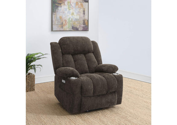 603233P Houston Upholstered Power Lift Recliner Chair Dark Brown