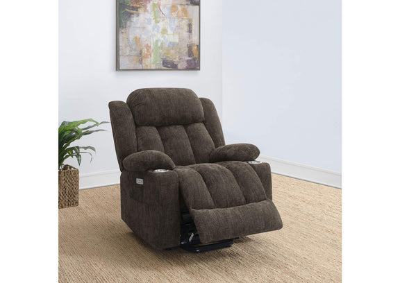 603233P Houston Upholstered Power Lift Recliner Chair Dark Brown