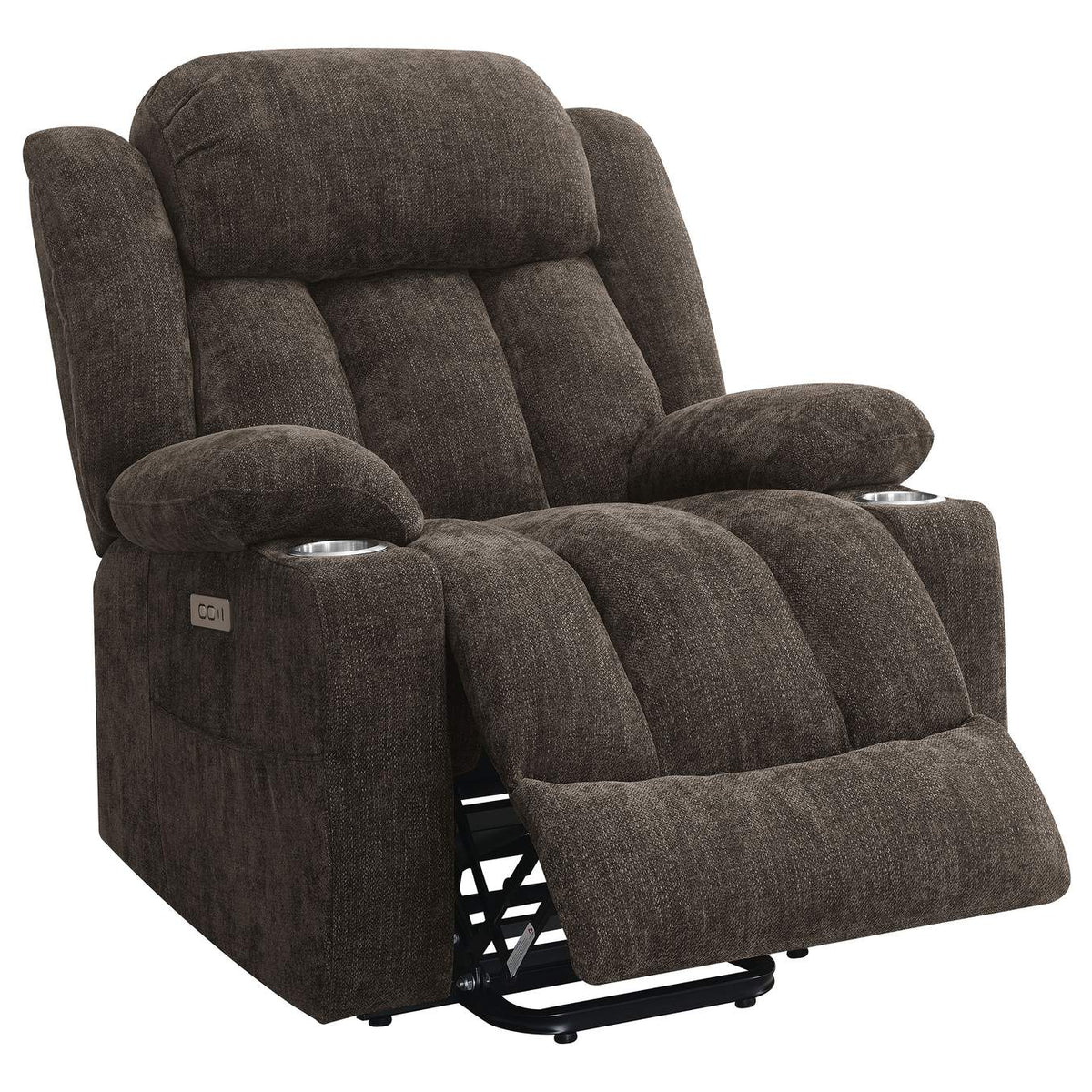 603233P Houston Upholstered Power Lift Recliner Chair Dark Brown