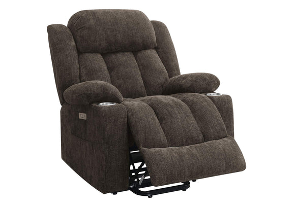 603233P Houston Upholstered Power Lift Recliner Chair Dark Brown