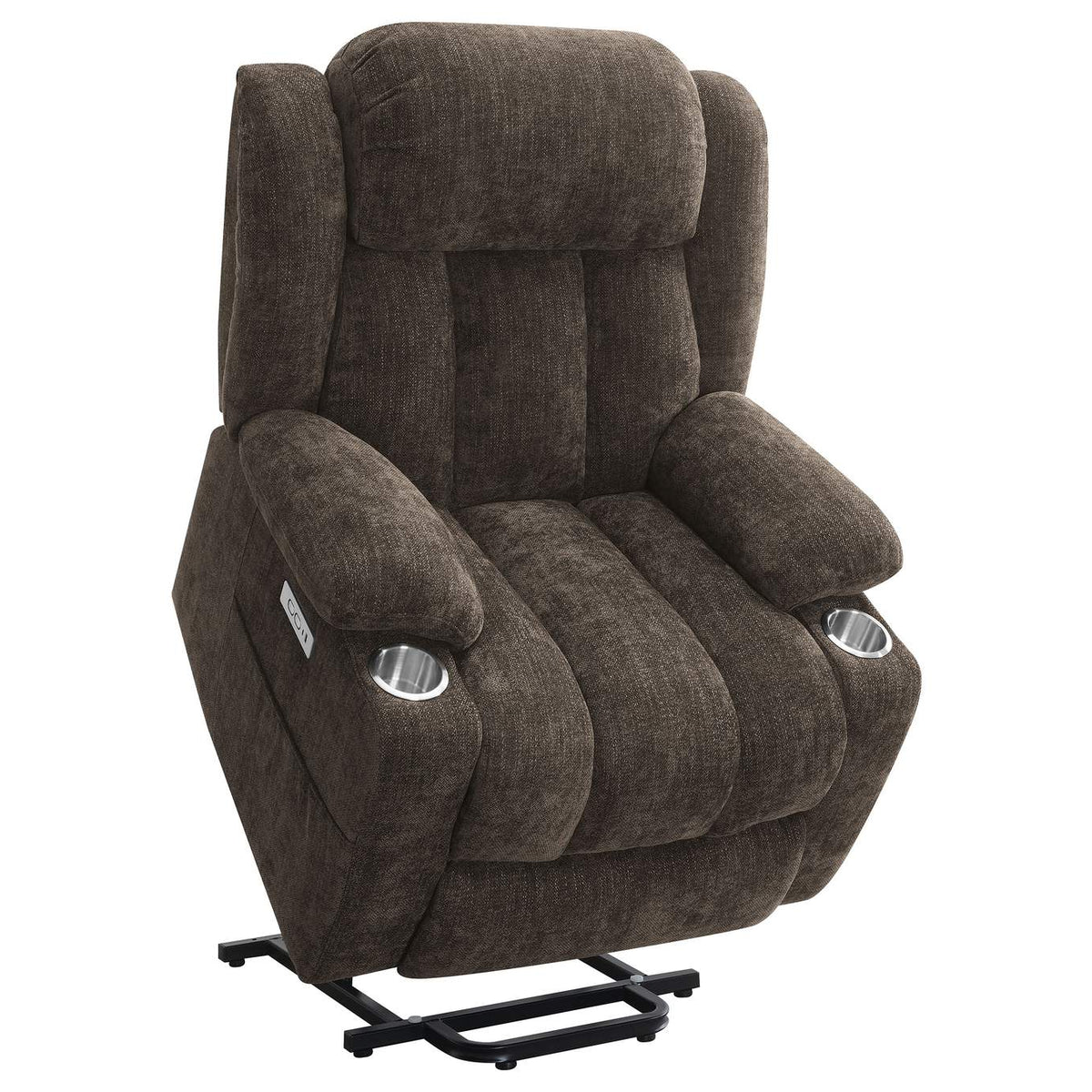 603233P Houston Upholstered Power Lift Recliner Chair Dark Brown