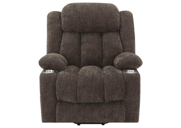 603233P Houston Upholstered Power Lift Recliner Chair Dark Brown