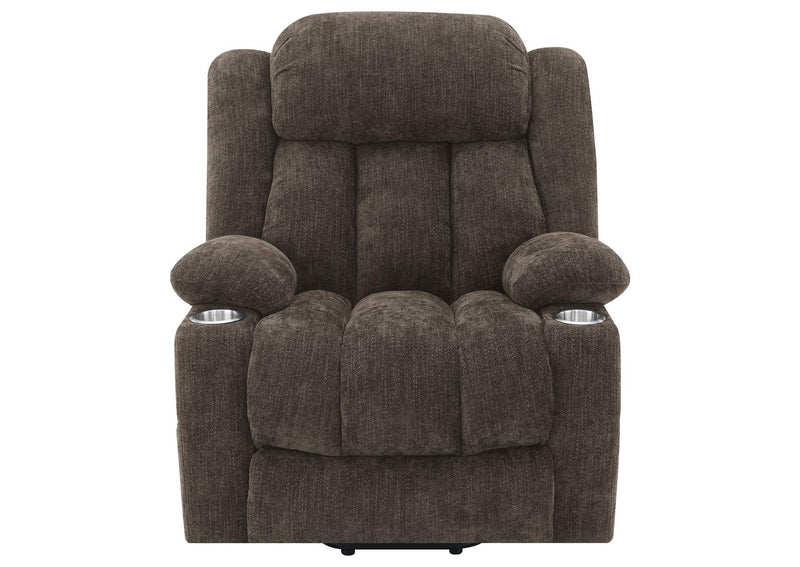 603233P Houston Upholstered Power Lift Recliner Chair Dark Brown