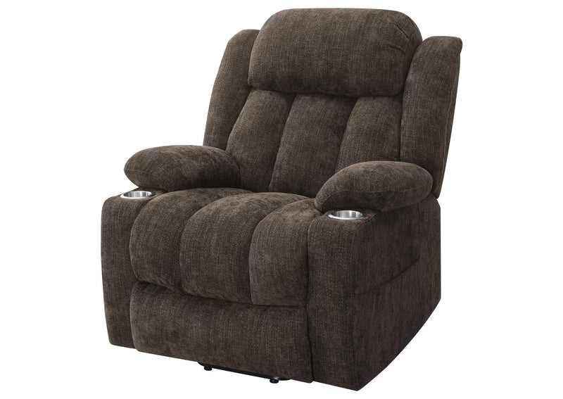 603233P Houston Upholstered Power Lift Recliner Chair Dark Brown