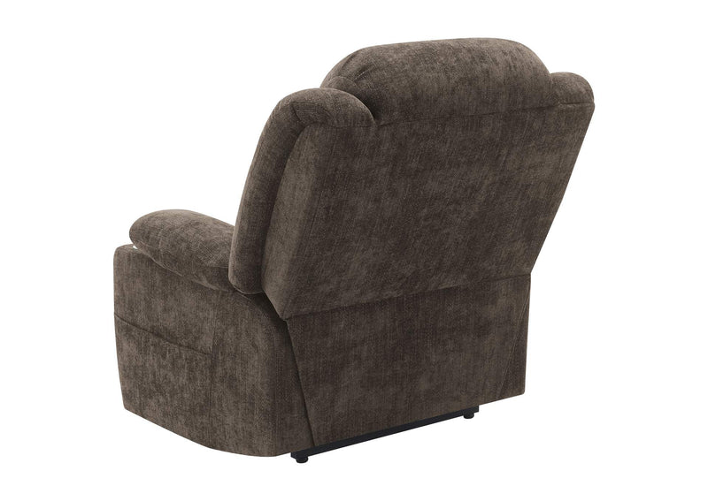 603233P Houston Upholstered Power Lift Recliner Chair Dark Brown