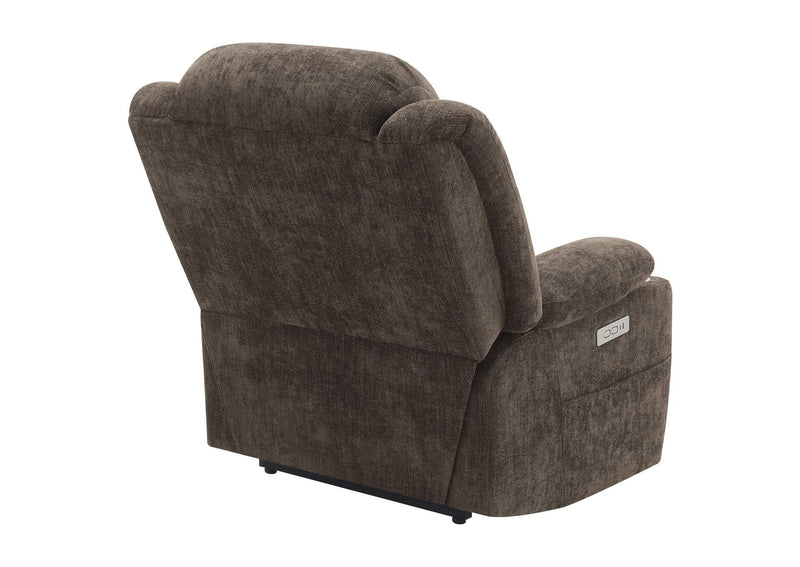 603233P Houston Upholstered Power Lift Recliner Chair Dark Brown