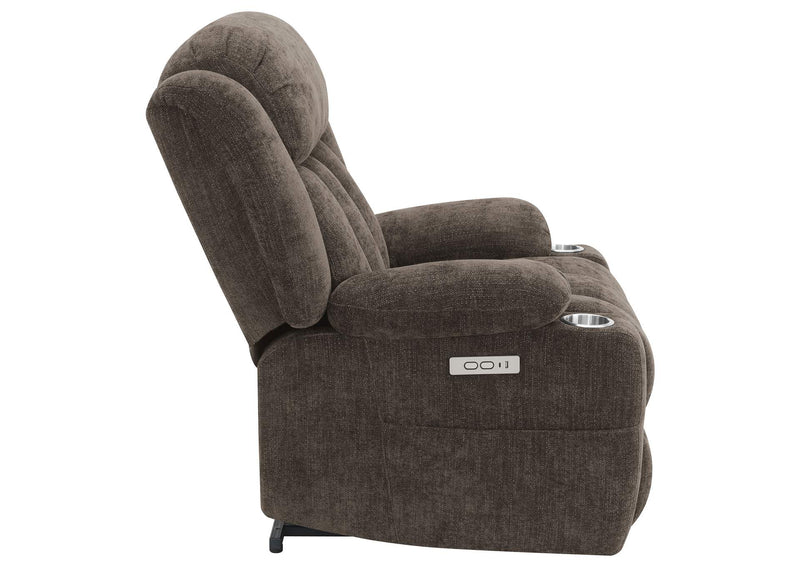 603233P Houston Upholstered Power Lift Recliner Chair Dark Brown