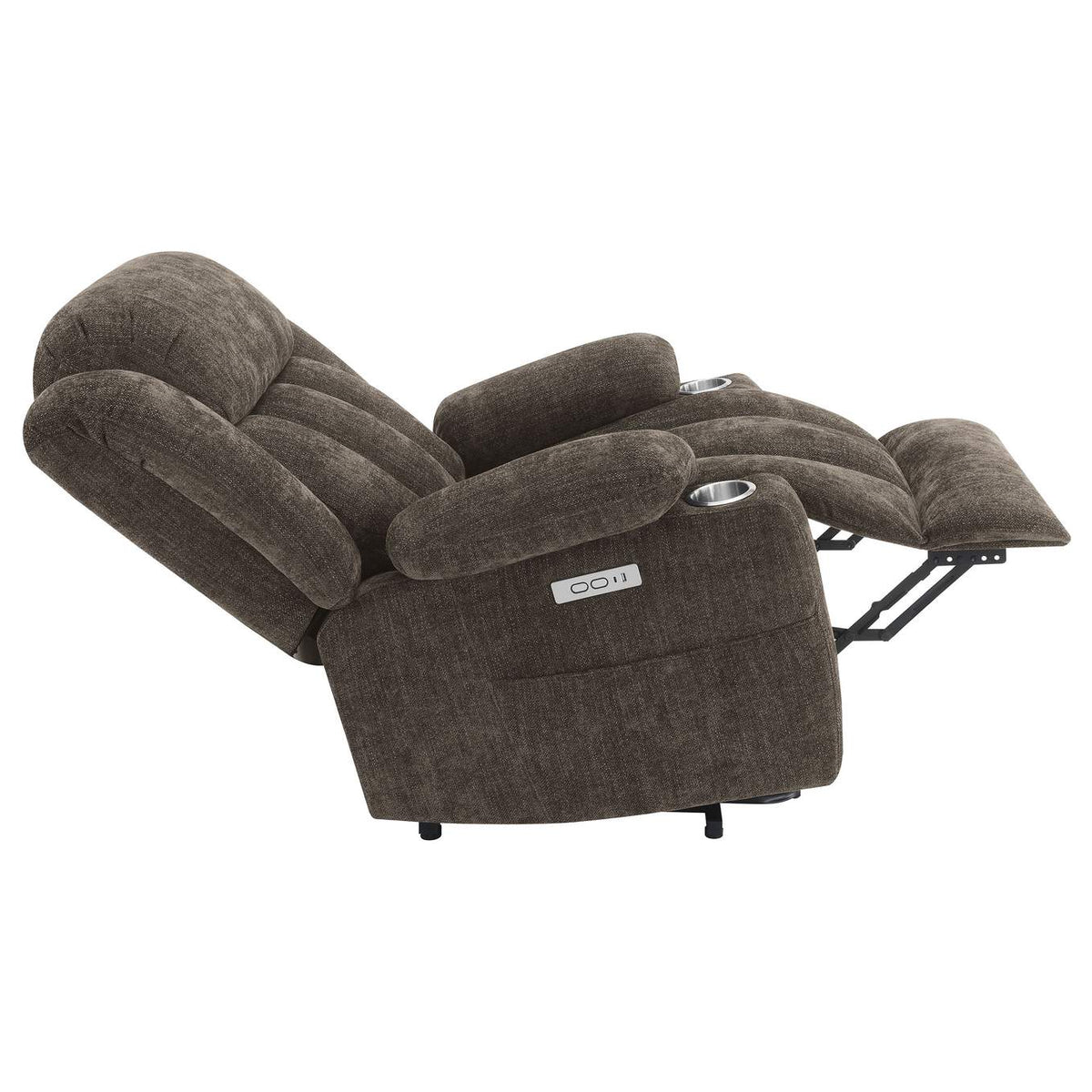 603233P Houston Upholstered Power Lift Recliner Chair Dark Brown