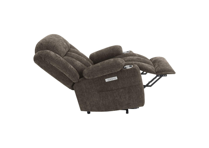 603233P Houston Upholstered Power Lift Recliner Chair Dark Brown