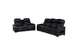 603251PP-S2 Zuma 2-piece Faux Leather Dual Power LED Sofa Set Black