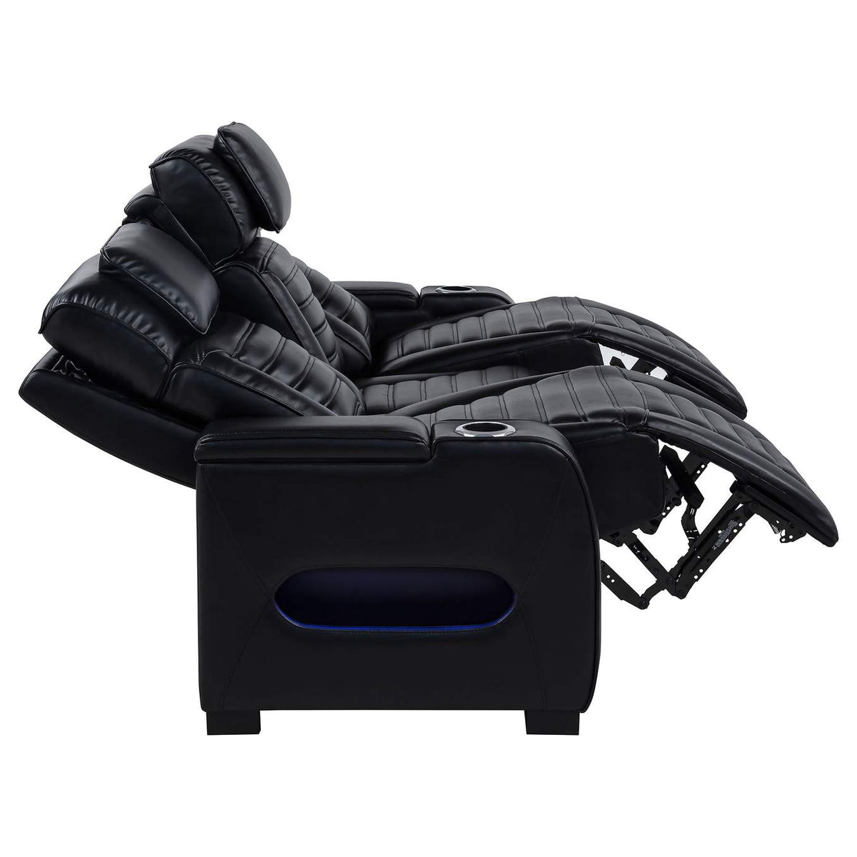 603251PP-S2 Zuma 2-piece Faux Leather Dual Power LED Sofa Set Black