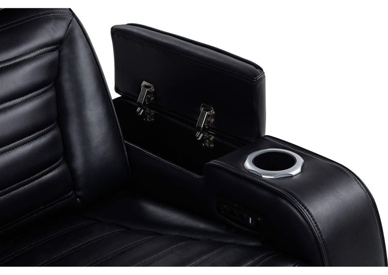 603251PP-S2 Zuma 2-piece Faux Leather Dual Power LED Sofa Set Black