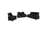603251PP-S3 Zuma 3-piece Faux Leather Dual Power LED Sofa Set Black
