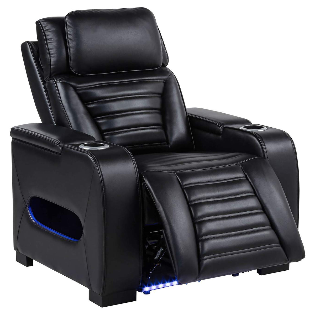 603251PP-S3 Zuma 3-piece Faux Leather Dual Power LED Sofa Set Black