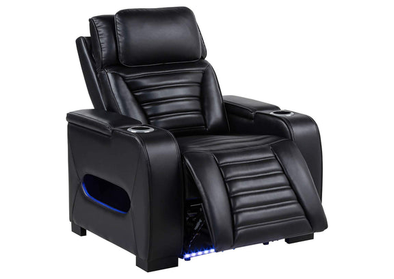 603251PP-S3 Zuma 3-piece Faux Leather Dual Power LED Sofa Set Black
