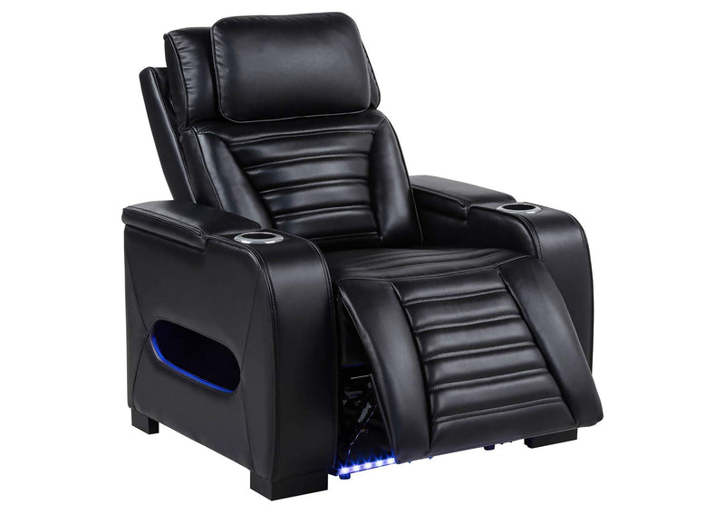 603251PP-S3 Zuma 3-piece Faux Leather Dual Power LED Sofa Set Black