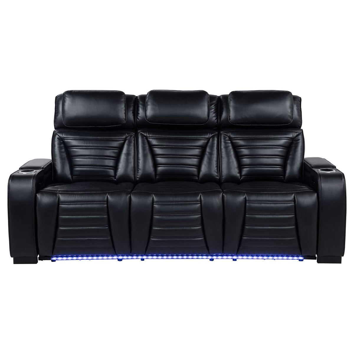 603251PP Zuma Faux Leather Dual Power Reclining LED Sofa Black