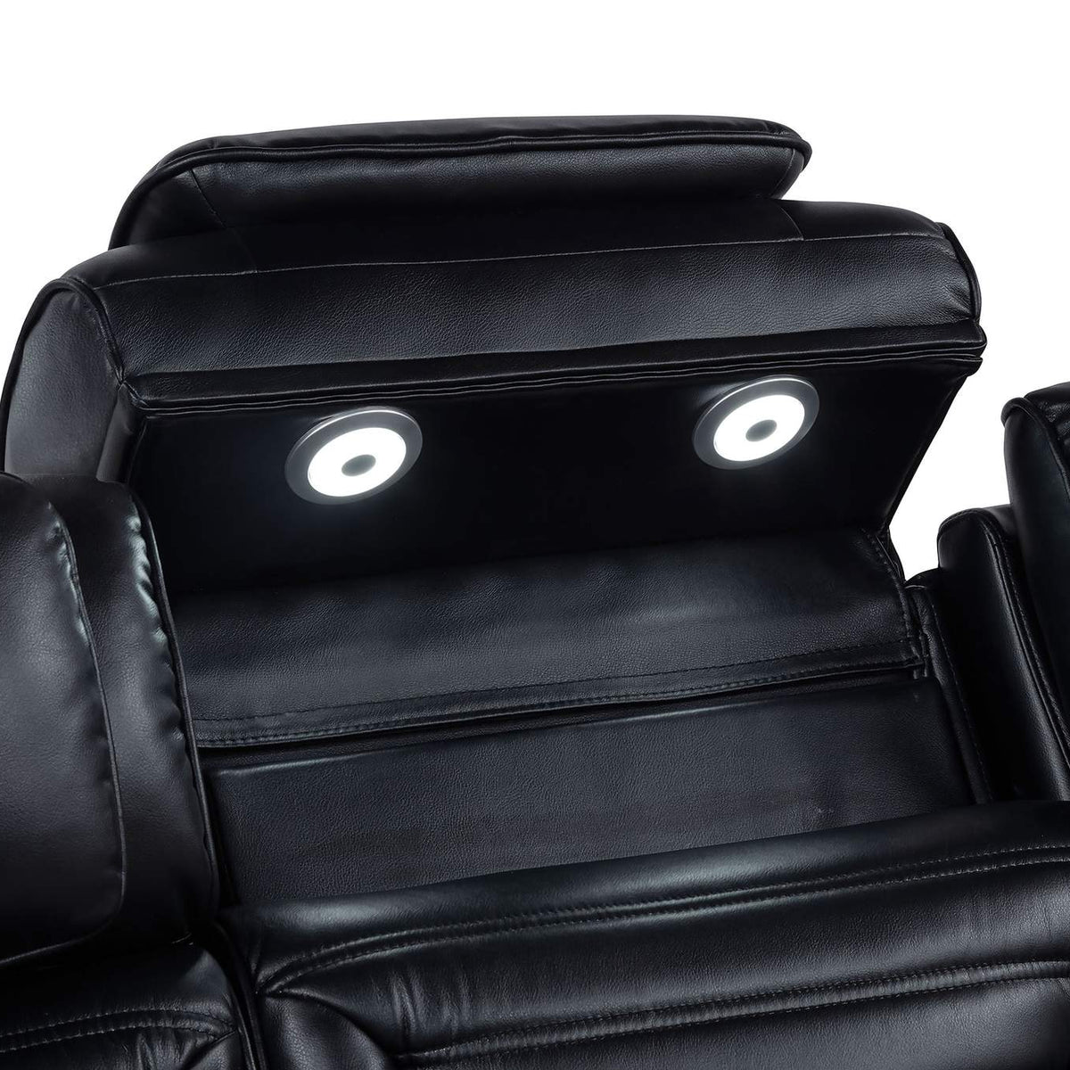 603252PP Zuma Faux Leather Dual Power Reclining LED Loveseat Black