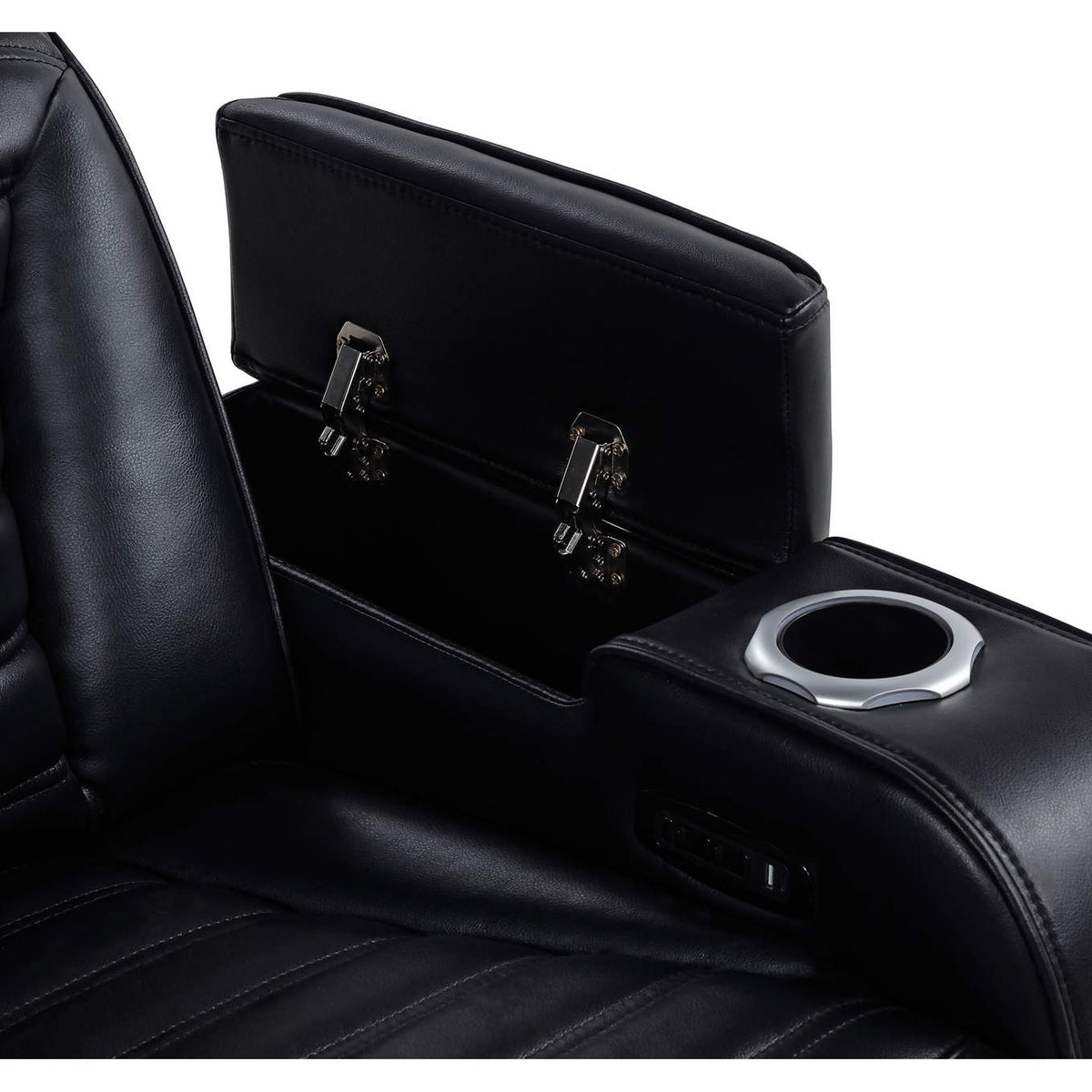603252PP Zuma Faux Leather Dual Power Reclining LED Loveseat Black