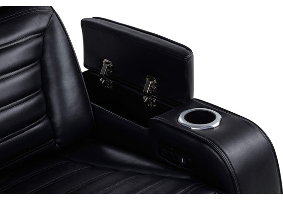 603252PP Zuma Faux Leather Dual Power Reclining LED Loveseat Black