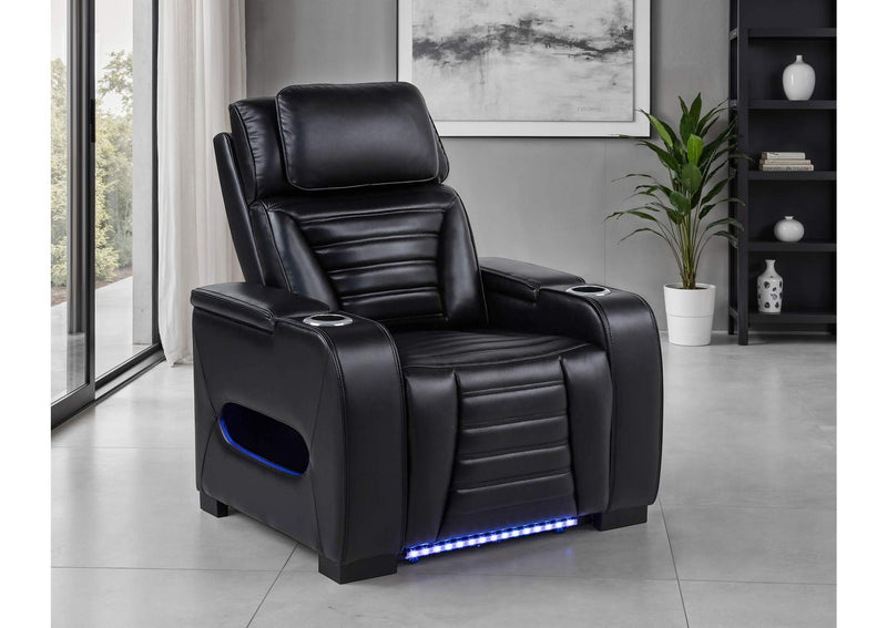 603253PP Zuma Faux Leather Upholstered Dual Power LED Recliner Black