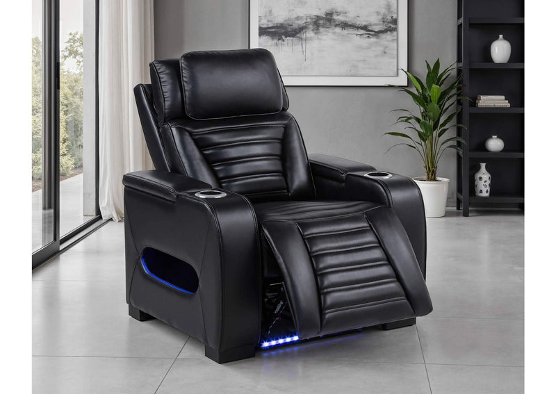 603253PP Zuma Faux Leather Upholstered Dual Power LED Recliner Black