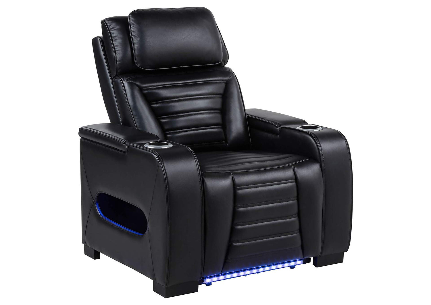 603253PP Zuma Faux Leather Upholstered Dual Power LED Recliner Black