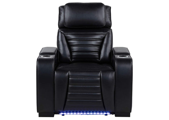 603253PP Zuma Faux Leather Upholstered Dual Power LED Recliner Black