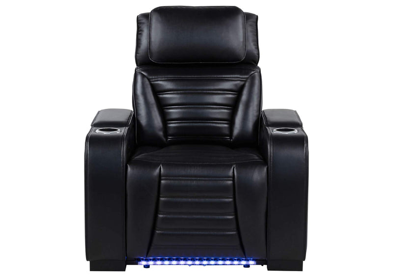 603253PP Zuma Faux Leather Upholstered Dual Power LED Recliner Black