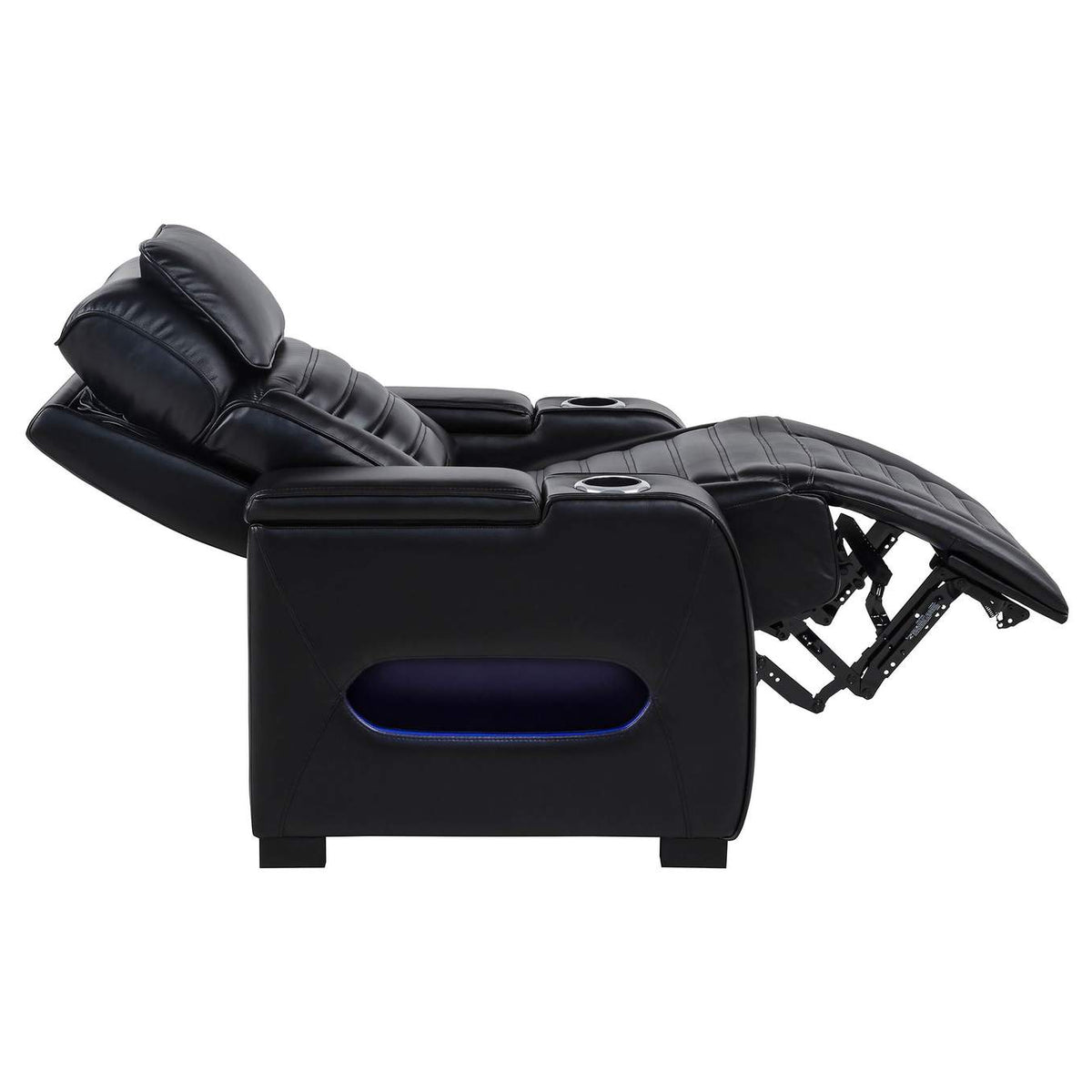 603253PP Zuma Faux Leather Upholstered Dual Power LED Recliner Black