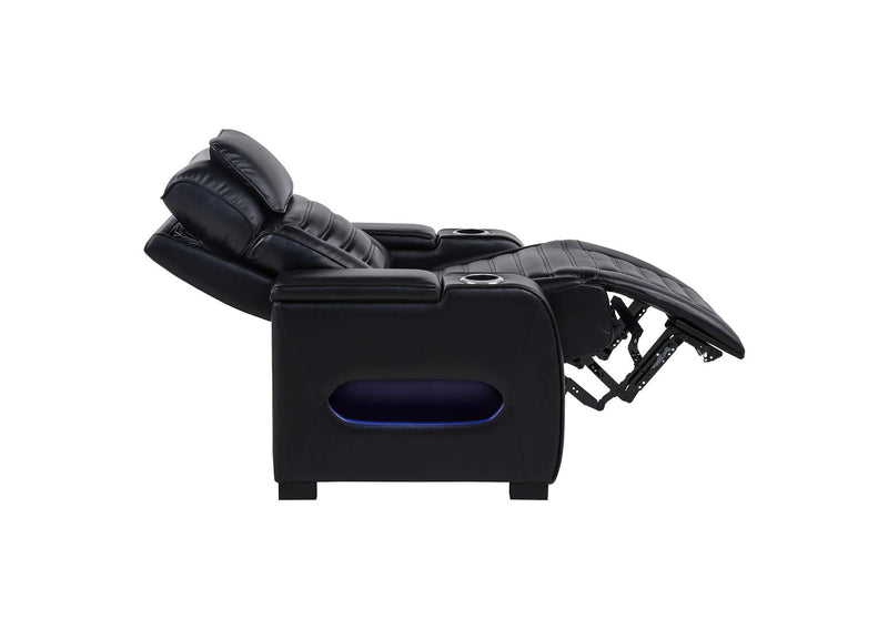603253PP Zuma Faux Leather Upholstered Dual Power LED Recliner Black