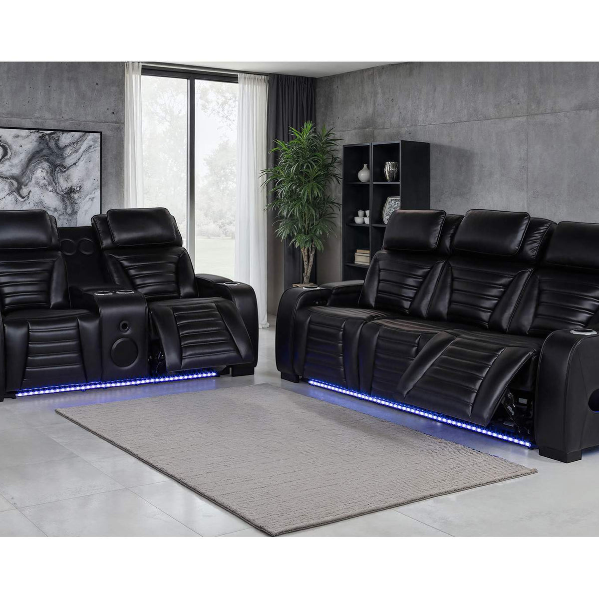 603253PP Zuma Faux Leather Upholstered Dual Power LED Recliner Black
