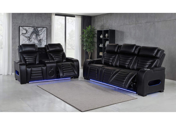 603253PP Zuma Faux Leather Upholstered Dual Power LED Recliner Black