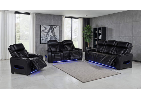 603253PP Zuma Faux Leather Upholstered Dual Power LED Recliner Black