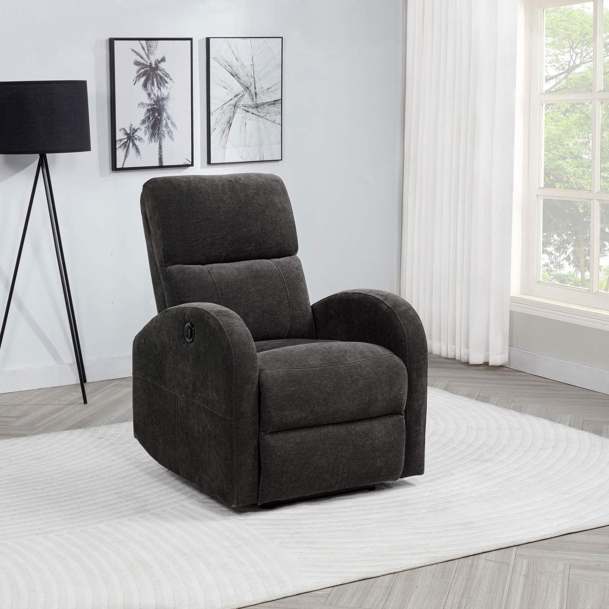 603293P Grant Fabric Upholstered Power Recliner Chair Charcoal Grey