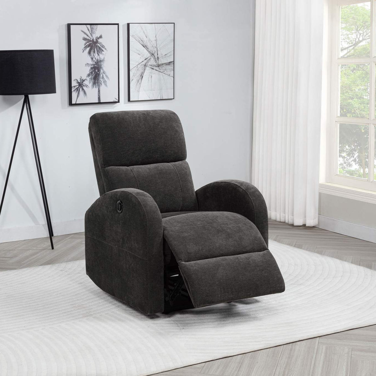 603293P Grant Fabric Upholstered Power Recliner Chair Charcoal Grey