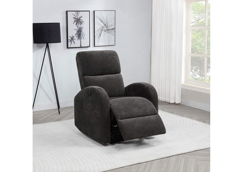 603293P Grant Fabric Upholstered Power Recliner Chair Charcoal Grey