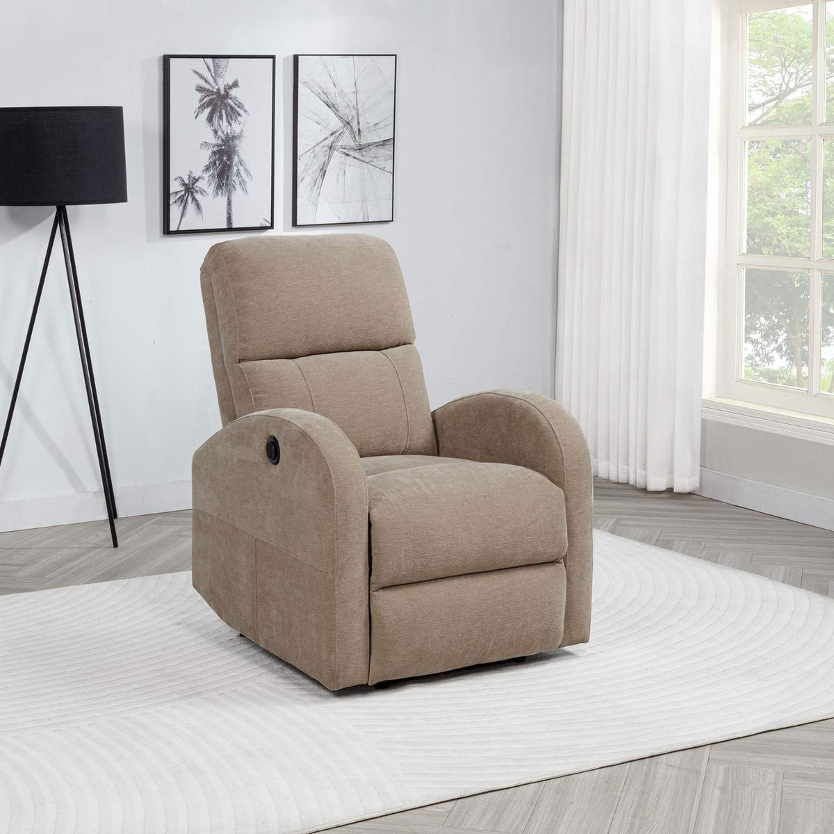 603303P Grant Fabric Upholstered Power Recliner Chair Camel