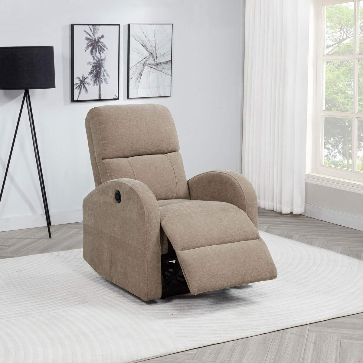 603303P Grant Fabric Upholstered Power Recliner Chair Camel