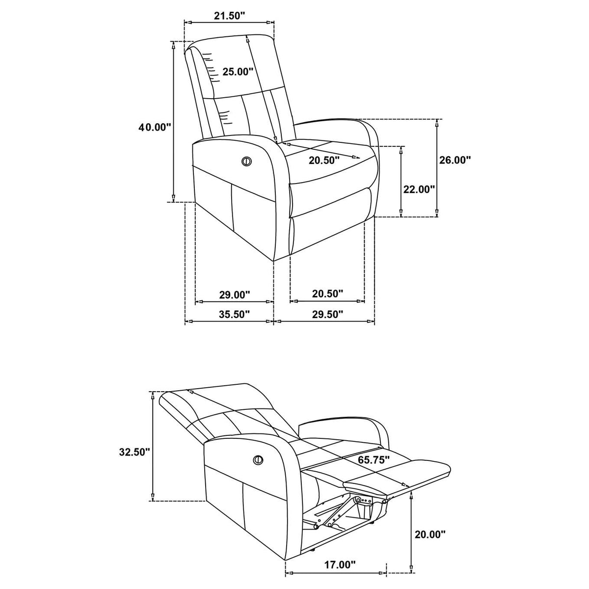 603303P Grant Fabric Upholstered Power Recliner Chair Camel